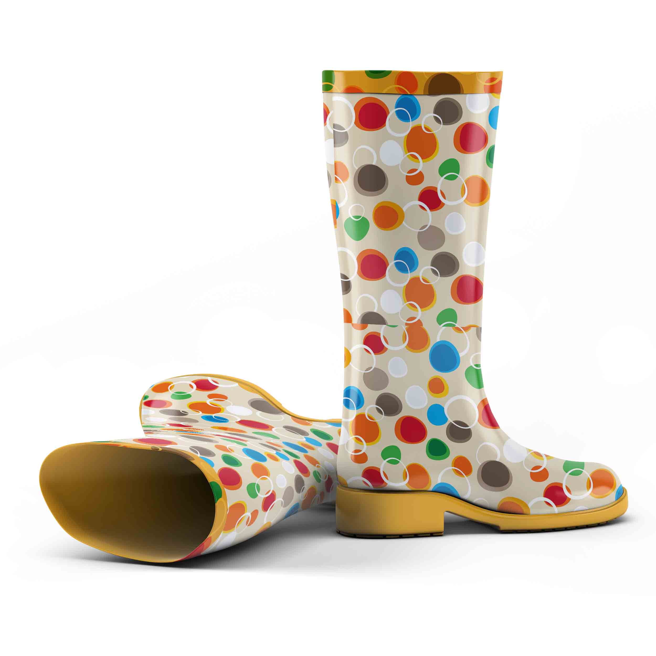 波点图案雨鞋设计ps样机贴图