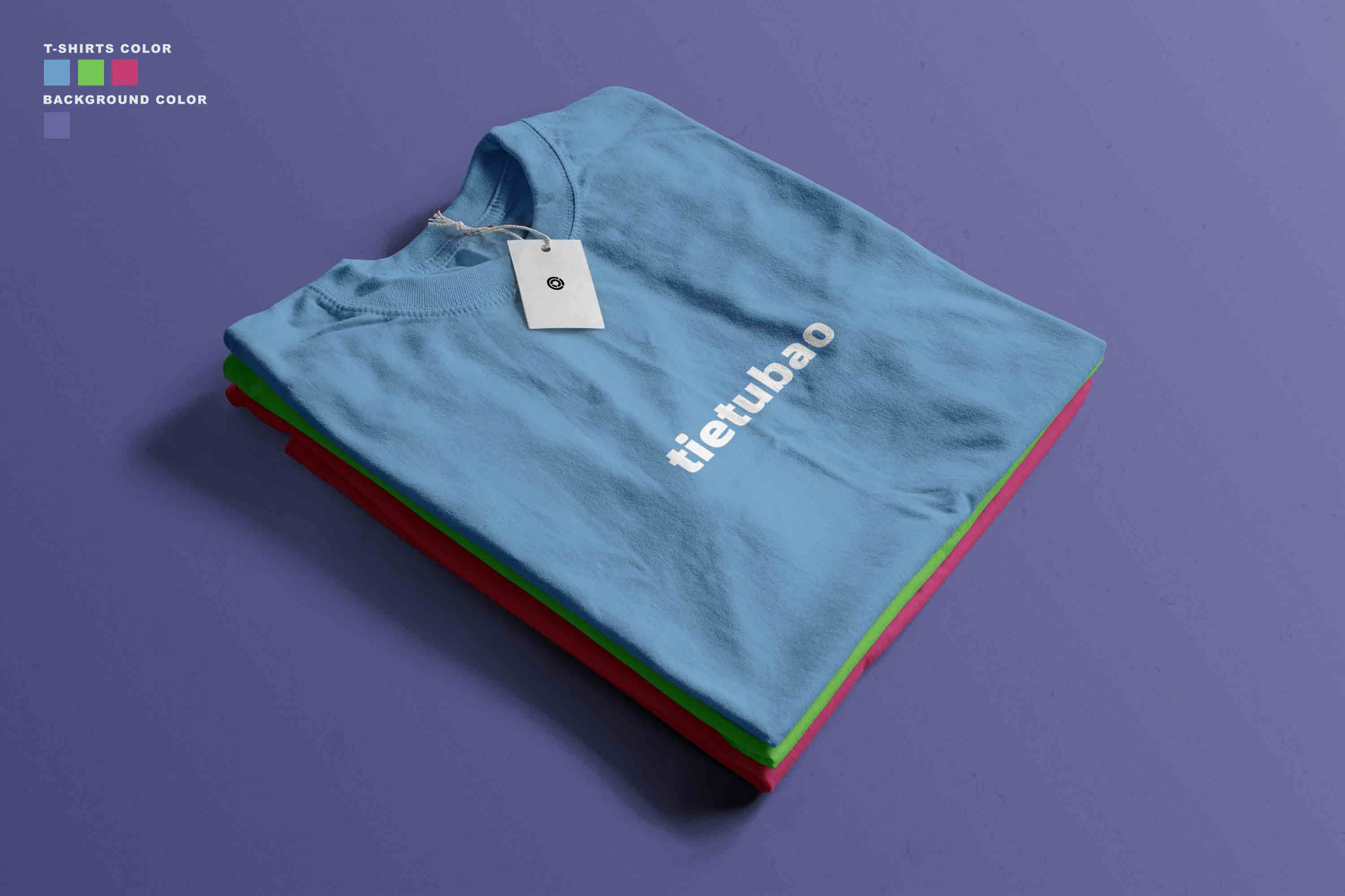 T恤衫折叠效果图PSD贴图样机素材