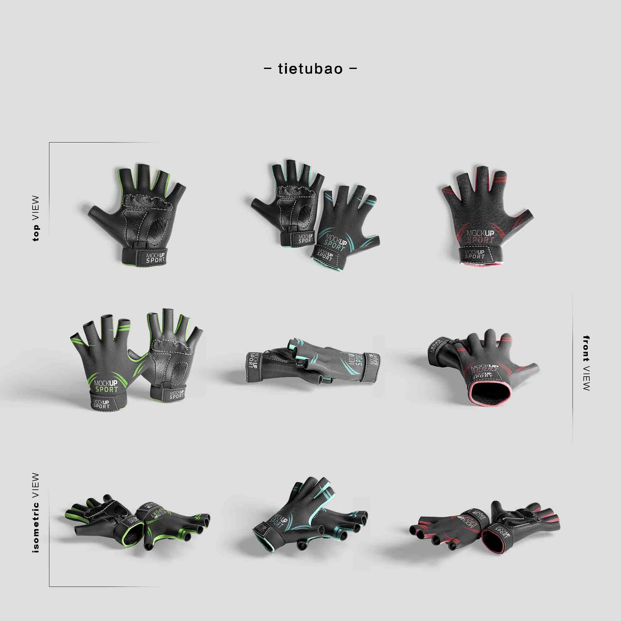 健身运动手套设计ps智能贴图模板
