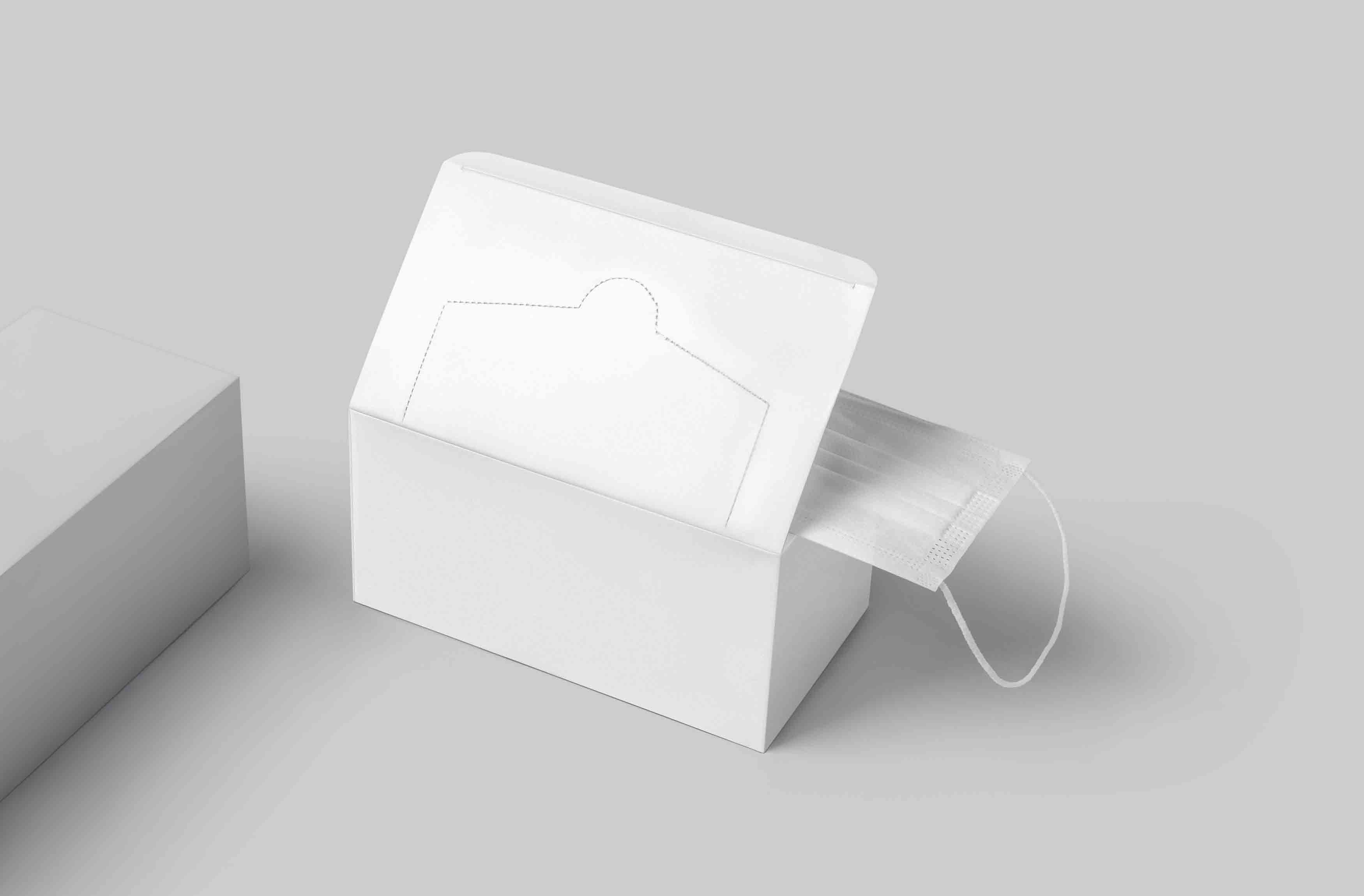 医用口罩包装盒设计psd智能贴图样机素材