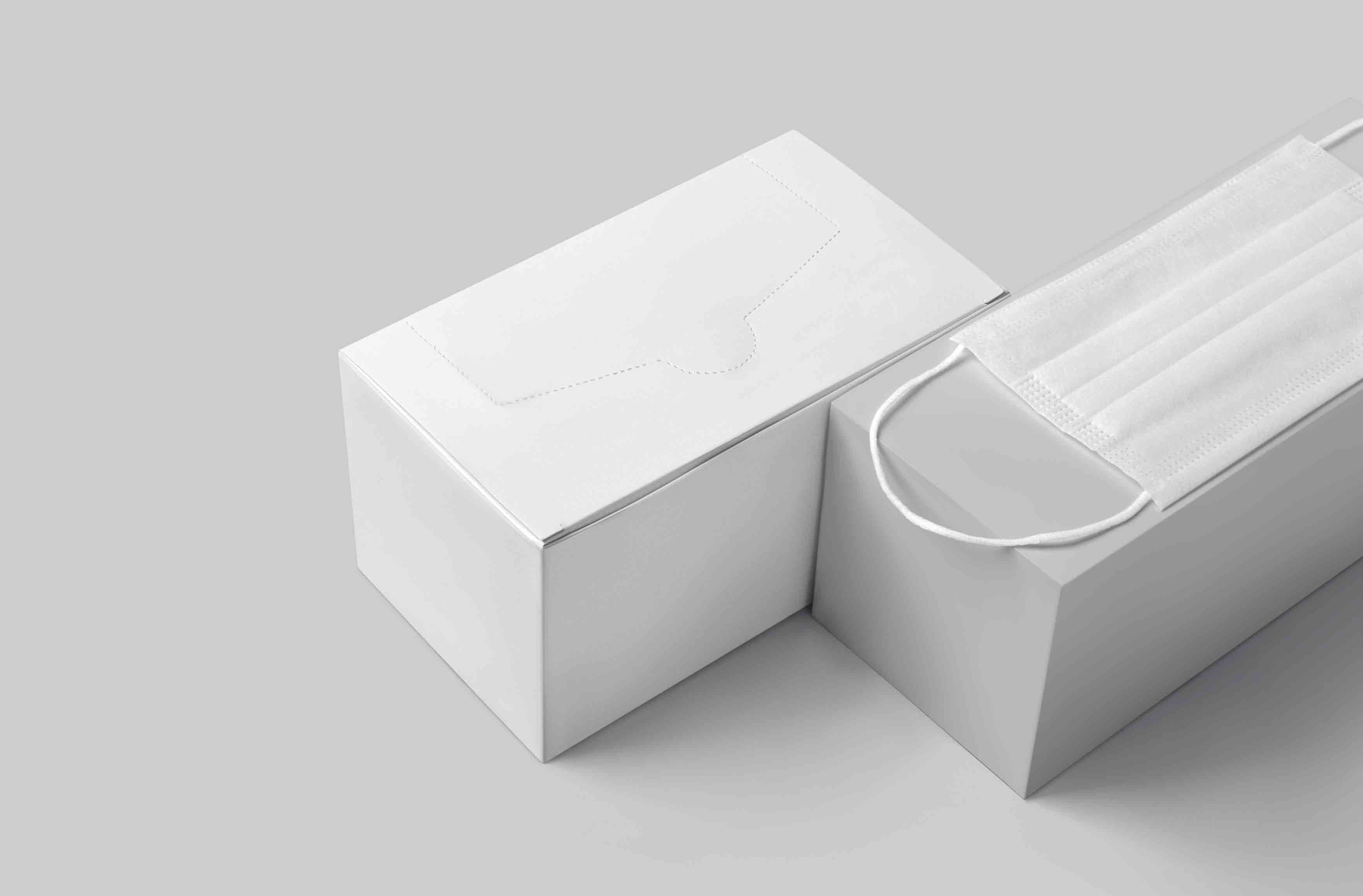 口罩包装盒设计psd智能贴图样机素材