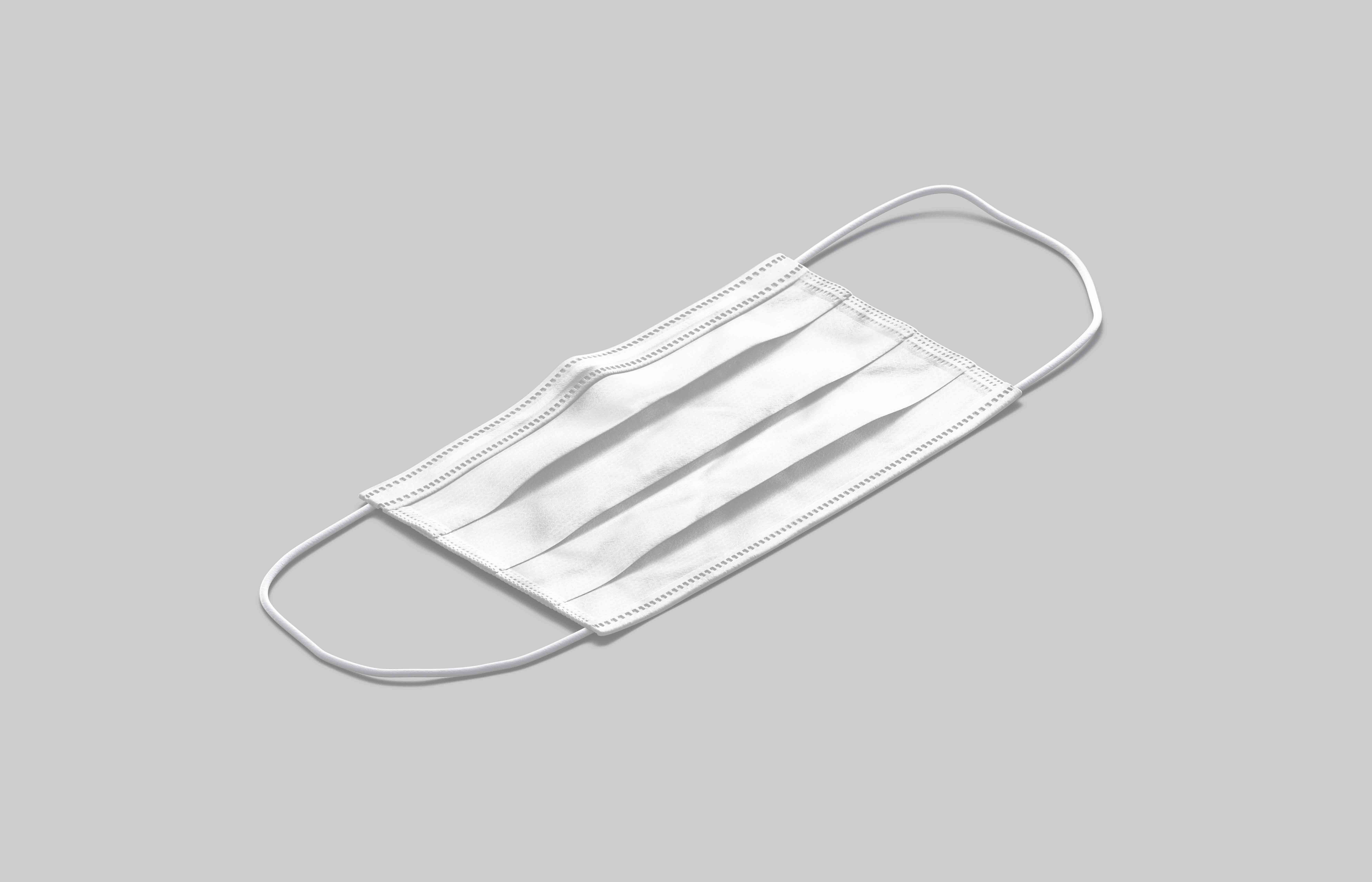 口罩平面褶皱设计psd智能贴图样机素材