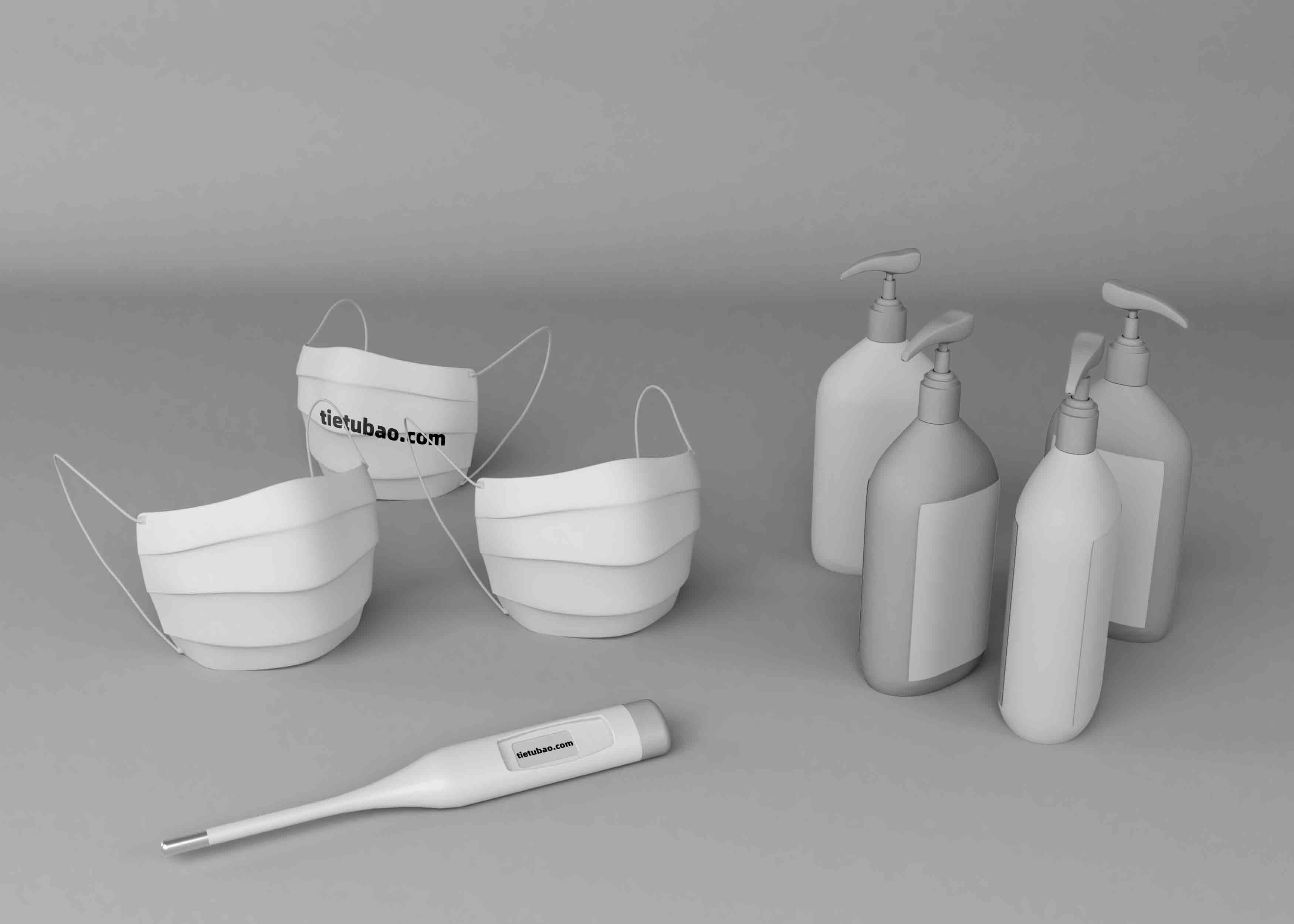 口罩设计场景psd智能贴图样机素材