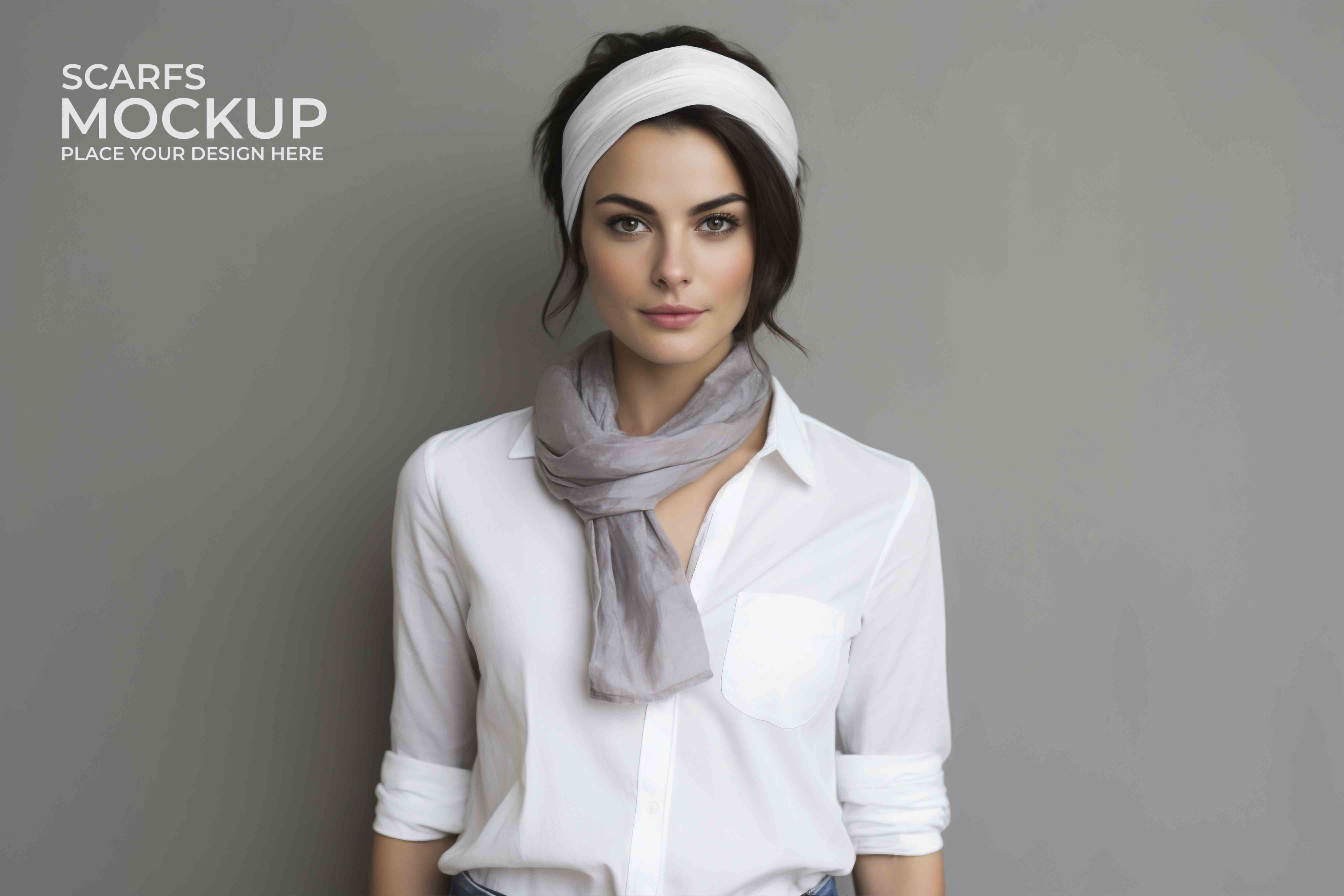 头巾设计效果图mockups样机