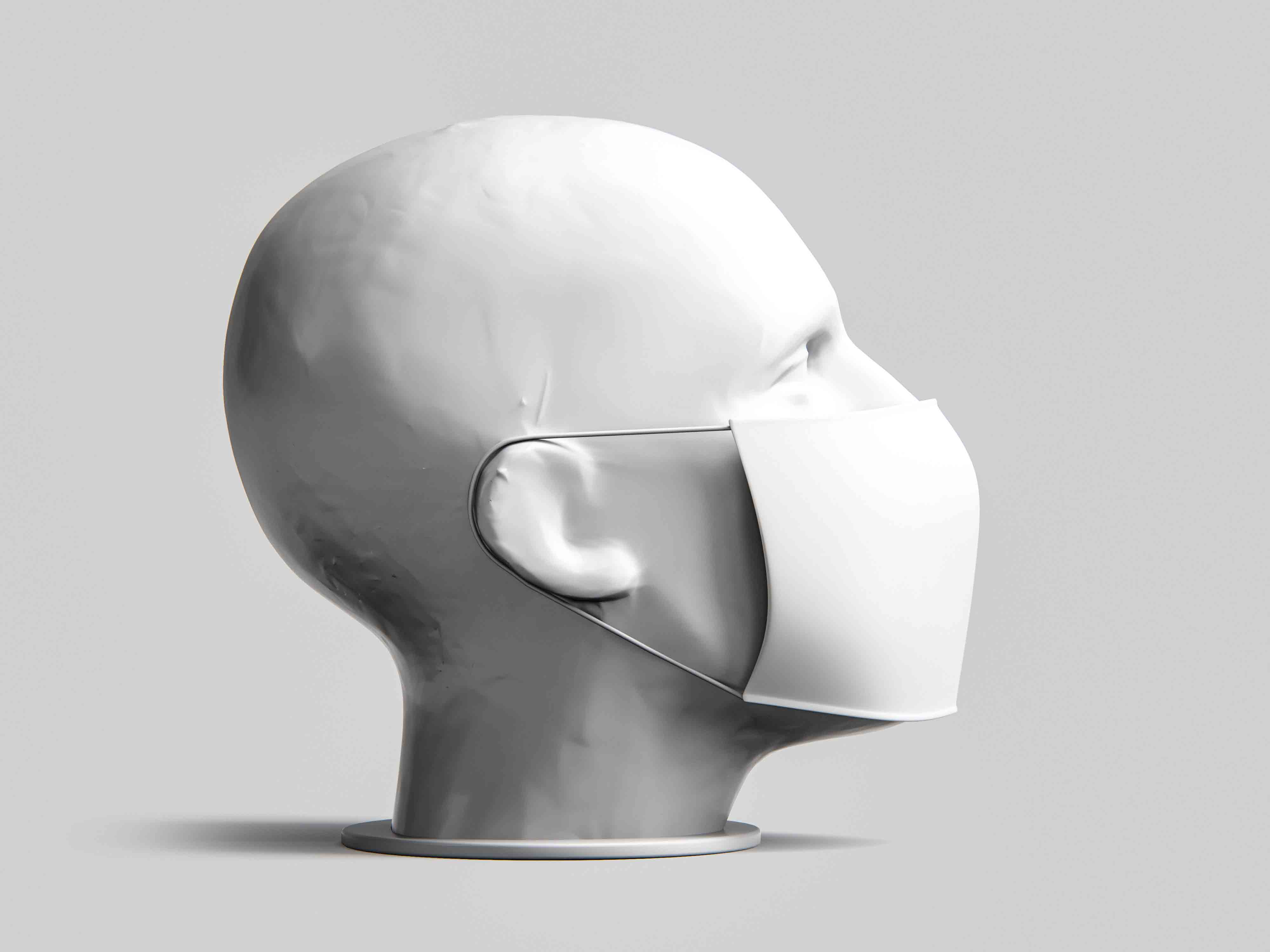 模特口罩侧视图psd智能贴图样机素材