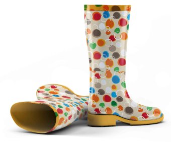 波点图案雨鞋设计ps样机贴图