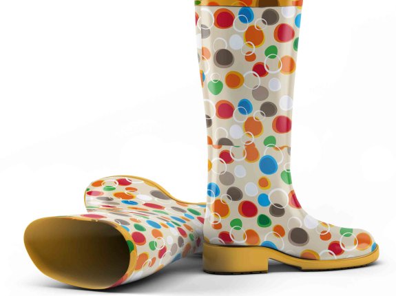 波点图案雨鞋设计ps样机贴图