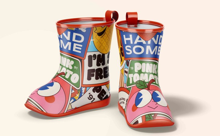 小学生水靴设计psd样机贴图