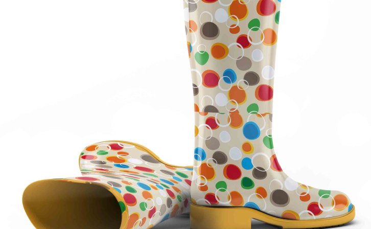 波点图案雨鞋设计ps样机贴图