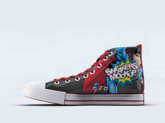 高帮帆布鞋左视图模板