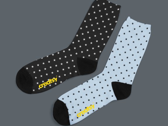 波点风格的长袜设计psd样机素材