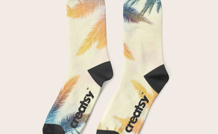 一双入秋长袜设计贴图ps样机