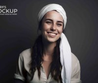 女孩头巾设计psd贴图模板