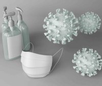 病毒场景设计口罩psd智能贴图样机素材