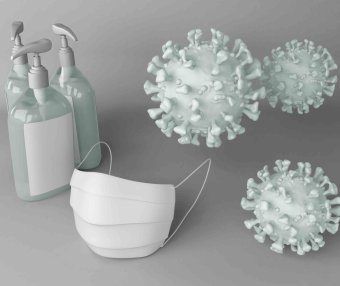 病毒场景设计口罩psd智能贴图样机素材
