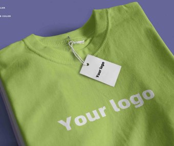 绿色T恤衫折叠效果PSD贴图素材