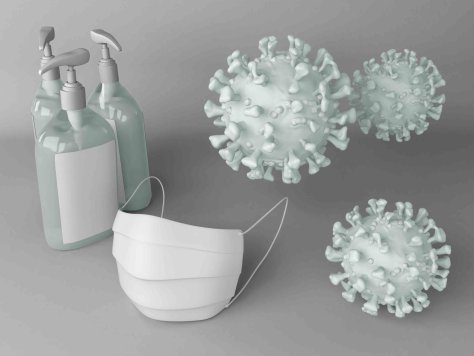 病毒场景设计口罩psd智能贴图样机素材