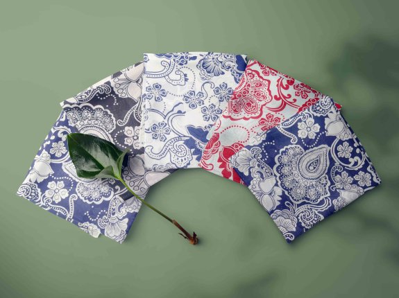 欧式图案方巾设计PS智能贴图样机模板