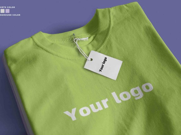 绿色T恤衫折叠效果PSD贴图素材