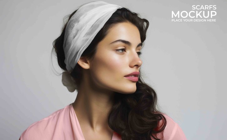 头巾设计psd样机模型