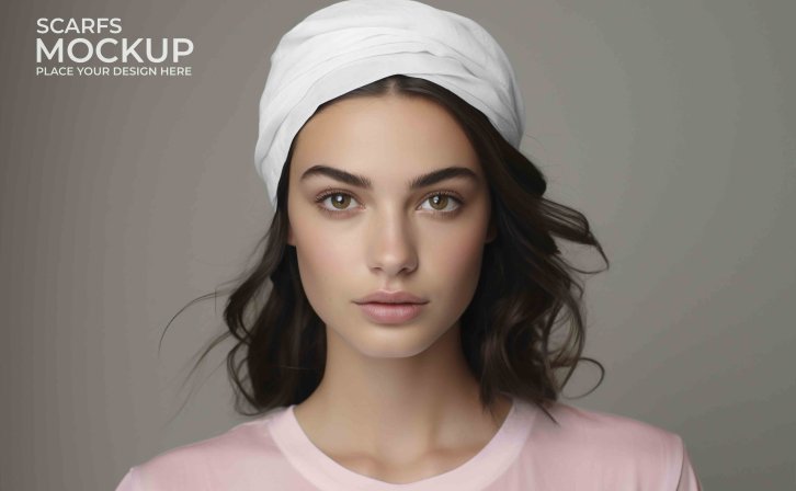 头巾设计ps样机素材