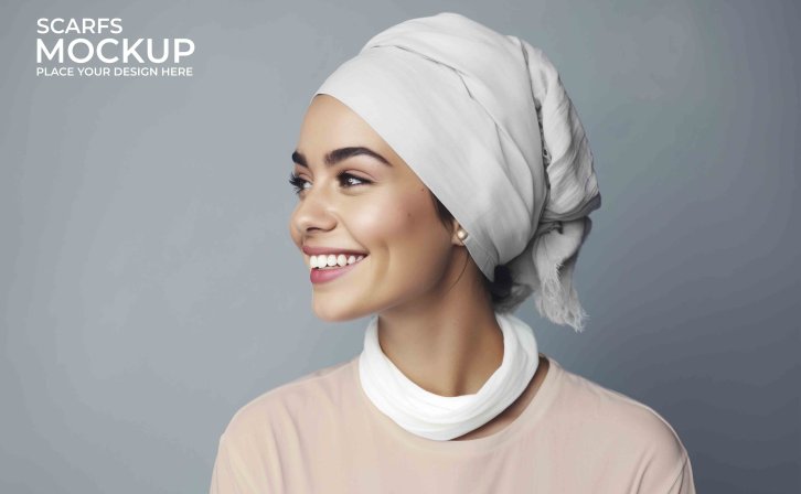 头巾设计展示模特贴图