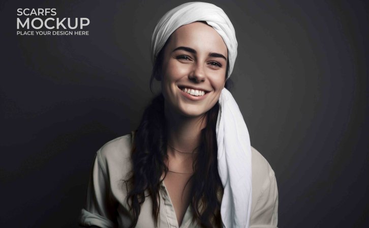 女孩头巾设计psd贴图模板