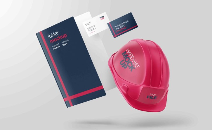 安全帽设计场景样机psd素材