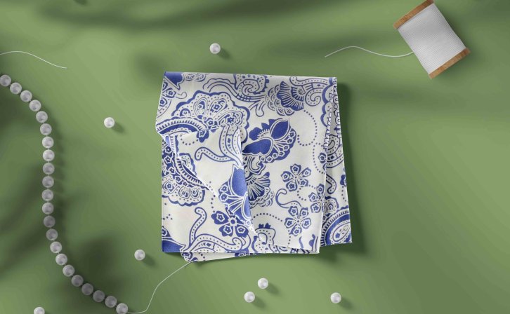 手帕设计场景PSD智能贴图样机