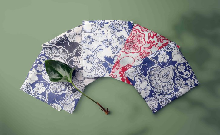 欧式图案方巾设计PS智能贴图样机模板