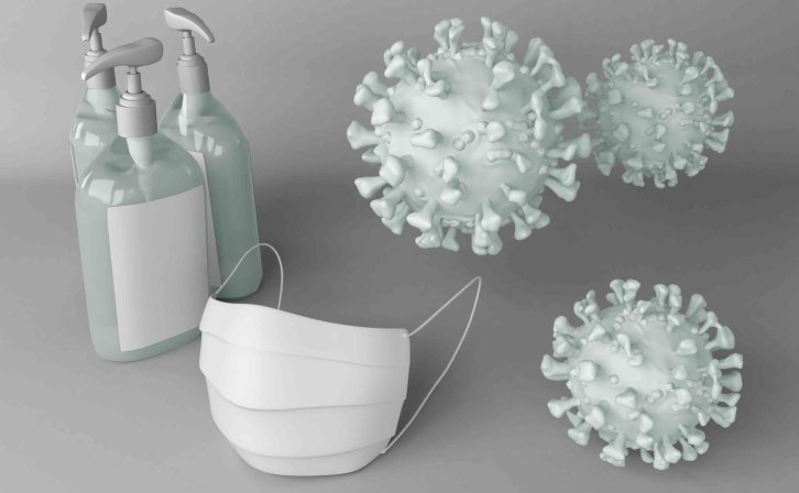 病毒场景设计口罩psd智能贴图样机素材