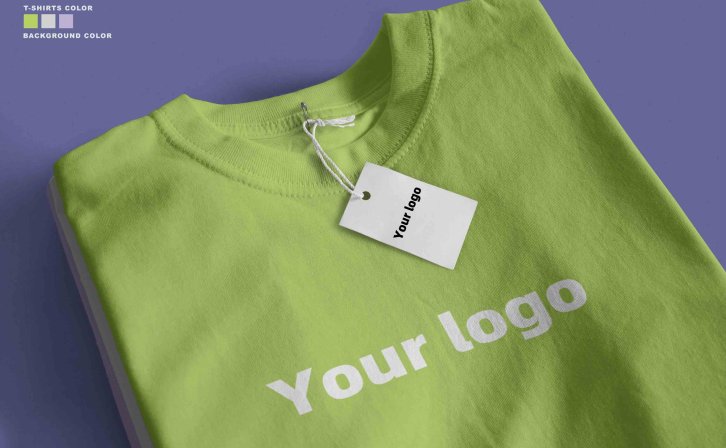 绿色T恤衫折叠效果PSD贴图素材