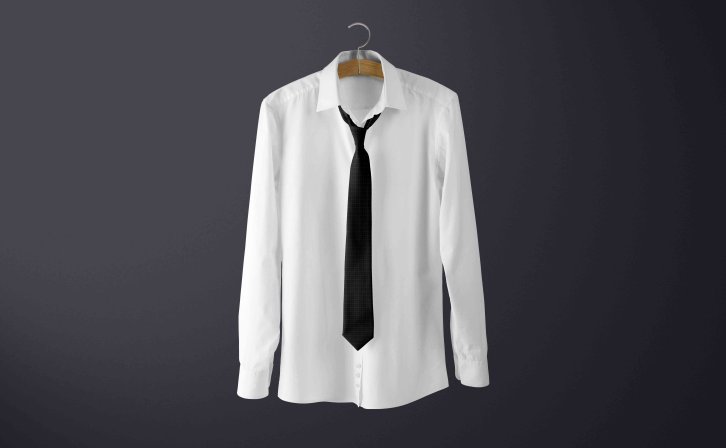 长袖白色衬衫领带贴图样机
