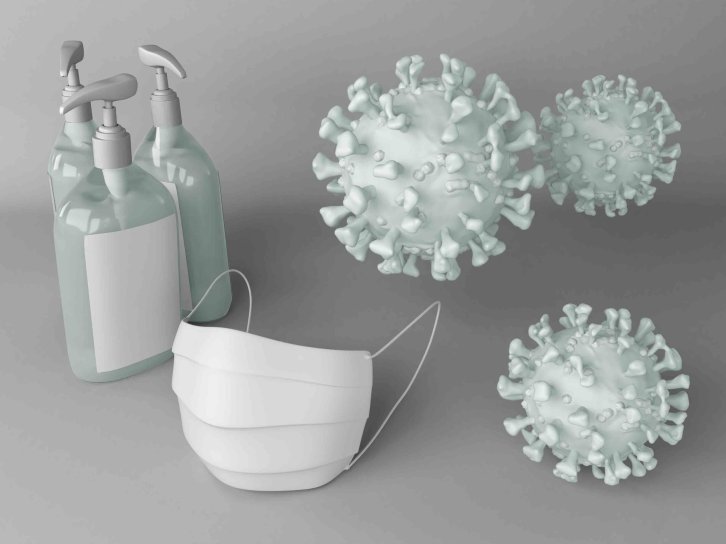 病毒场景设计口罩psd智能贴图样机素材
