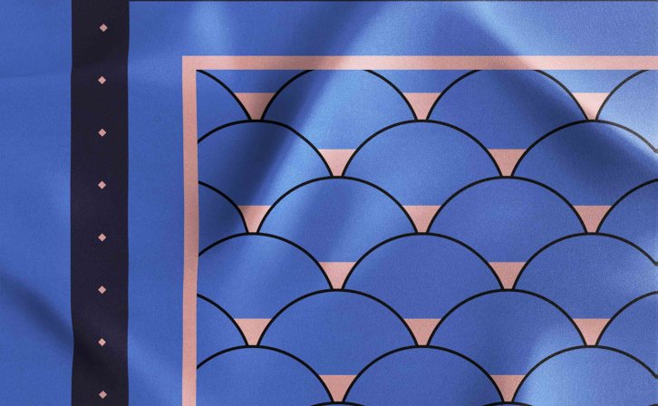 蓝色丝巾psd贴图素材